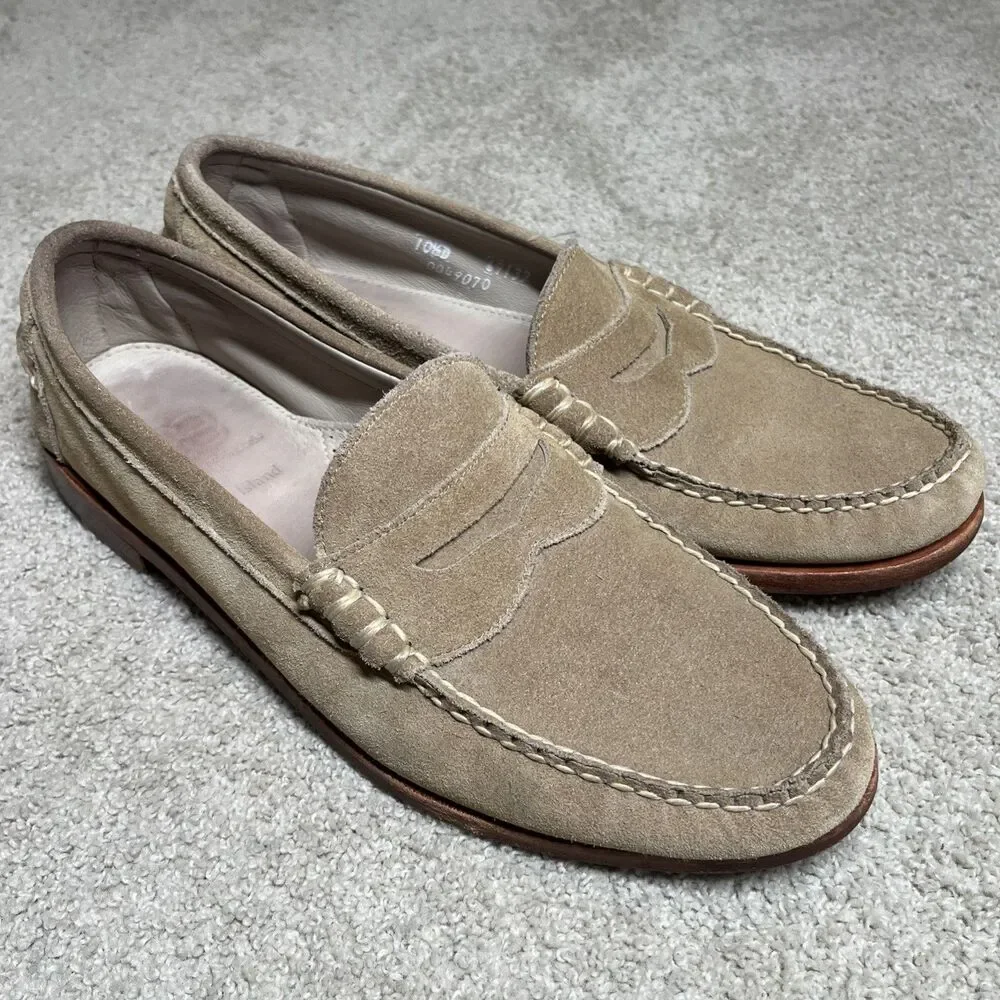 Allen Edmonds SORRENTO Men's Italian Penny Loafers 10.5 D Tobacco Suede Tan $475